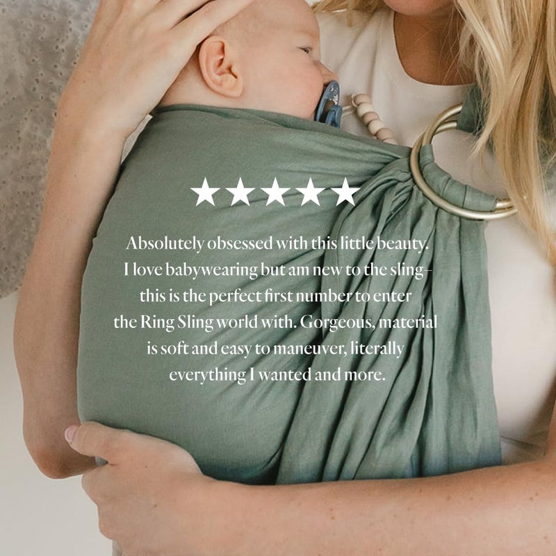WildBird - Ring Sling Baby Carrier - 0-36 Months (up to 35 lbs) - Standard (74") Acadian & Bronze Ring - Front, Hip or Back Carry - Adjustable Fit - Natural Linen - Baby Essentials - New Mom Gifts - Image 4